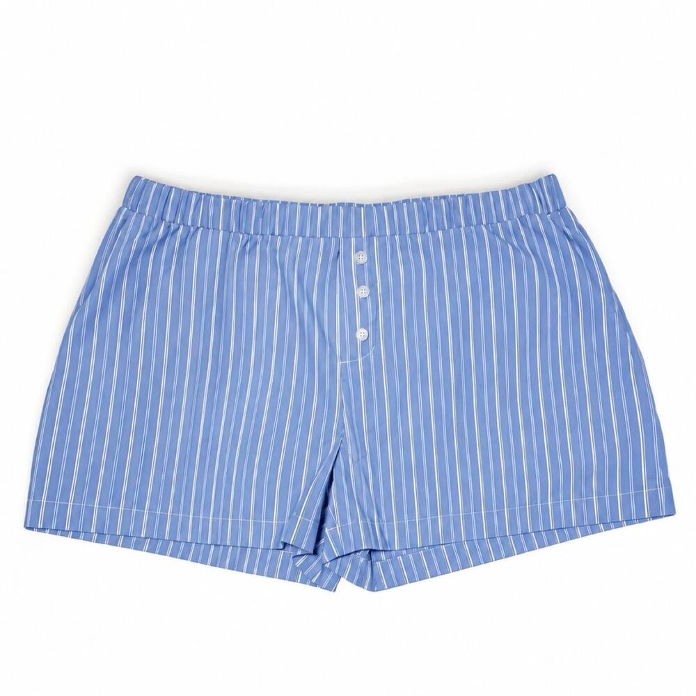 Bailey Rose Women's Blue + White Stripe Boxer Style Shorts Medium